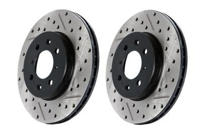 Stoptech Direct Replacement L+R Rotors, Drilled / Slotted, Rear 127.42047 (90-96 NISSAN 300ZX)